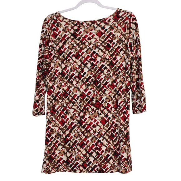 J Jill Wearever Collection Tunic Blouse Size Small Geometric Stretch 3/4 Sleeve - Picture 7 of 10